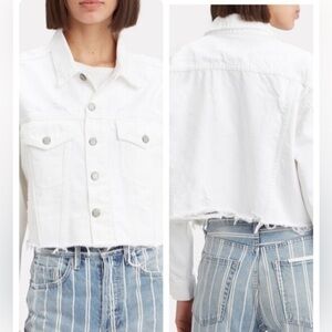 Boyish by Her The Harvey Raw Hem Distressed Denim Jacket Royal Wedding XS NWT